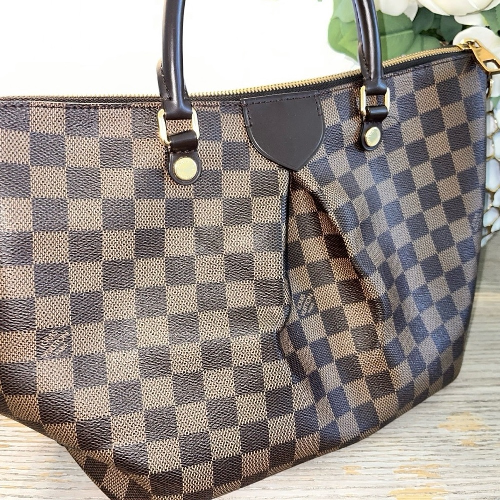 LOUIS VUITTON Damier Ebene Siena Tote & Matching Wallet Set Women's Purse - Picture 4 of 17